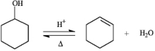 Instructions: The reaction below is commonly used as a laboratory preparation of cyclohexene.Use this reaction to answer the following question(s).    -Refer to instructions.The forward and reverse reactions are classified,respectively,as: