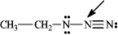 <strong>What is the formal charge on the nitrogen atom indicated with the arrow in the following compound? </strong> A)0 B)-1 C)+1 D)-2 E)+2