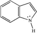 Instructions: Indole is pleasant smelling in highly dilute solutions and has been used in perfumery.Use the structure of indole,below,to answer the following question(s). Refer to instructions.Indole can function as a Lewis base in the presence of strong acid.Formulate a reaction,using a generic acid (HA),showing electron flow with arrows,that demonstrates this reactivity of indole.