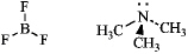 Write an equation for the reaction of boron trifluoride,an important reagent in organic chemistry,with trimethylamine.Represent the movement of electrons with a curved arrow,and show the formal charges on the atoms in the product.