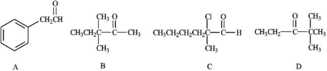 <strong>Which of the following would form an enolate ion on treatment with a base? </strong> A)A B)B C)C D)D E)All of these except C