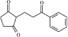 Instructions: Draw the structures of the precursors to the Michael reaction products shown in the question(s)below.Label the Michael donor and the Michael acceptor in each case and formulate the reaction. Draw and label: