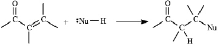 <strong>Instructions: a,b-Unsaturated aldehydes and ketones can undergo reaction with nucleophiles at the b carbon,as shown below.Use this information to answer the following question(s). Refer to instructions.This reaction is called a(n)_____ reaction.</strong> A)conjugate addition. B)electrophilic addition. C)direct addition D)1,2-addition.