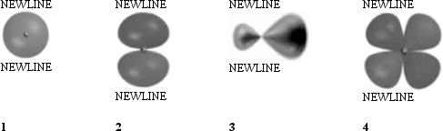 <strong>Which of the following best represents the shape of a sp<sup>3</sup> hybrid orbital of carbon? </strong> A)1 B)2 C)3 D)4