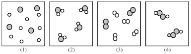 If shaded and unshaded spheres represent atoms of different elements,as shown in drawing (1),which drawings (2)-(4)represent the law of multiple proportions?