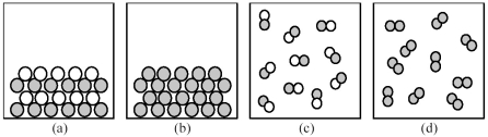 -If shaded and unshaded spheres represent atoms of different elements,which of the above drawings most likely represents a molecular compound at room temperature and a pressure of 1 atm?