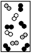 In the diagram below,nitrogen molecules are represented by unshaded spheres,oxygen molecules by gray spheres,and chlorine molecules by black spheres. -If the total pressure in the container is 900 mm Hg,what is the partial pressure of nitrogen?