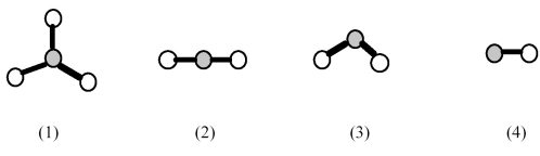 -Which element indicated on the above periodic table forms a binary oxide with molecular structure (4)shown above?