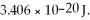The first vibrational level for NaH lies at 1.154 × 10<sup>-20</sup> J and the second vibrational level lies at What is the frequency of the photon emitted when a molecule of NaH drops from the second vibrational level to the first vibrational level?