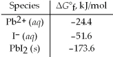 <strong>Calculate K<sub>sp</sub> for PbI<sub>2</sub> at 25°C based on the following data: </strong> A)4 × 10<sup>-31</sup> B)8 × 10<sup>-18</sup> C)9 × 10<sup>-9</sup> D)5 × 10<sup>-5</sup>
