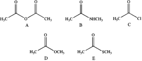 Rank the following from highest to lowest reactivity toward reaction with EtOH.