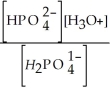 <strong>What is the correct Ka expression for the reaction below? H<sub>2</sub>PO<sub>4</sub><sup>-</sup>(aq)+ H<sub>2</sub>O(l) HPO<sub>4</sub><sup>2-</sup>(aq)+ H<sub>3</sub>O<sup>+</sup>(aq)</strong> A) B) C) D) E)