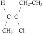 <strong>The name of the molecule shown is </strong> A)cis-3-chloro-2-pentene. B)trans-3-chloro-2-pentene. C)cis-3-chloro-3-pentene. D)trans-3-chloro-3-pentene. E)monochloro-2-cis-pentene.