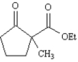 Exhibit 23-8 Consider the compound 2-methyl-2-carboethoxycyclopentanone,whose structure is shown below,to answer the following question(s). -Refer to Exhibit 23-8.When 2-methyl-2-carboethoxycyclopentanone is treated with sodium ethoxide in ethanol solution followed by a mild aqueous acid work-up,5-methyl-2-carboethoxycyclopentanone is isolated as the major product.This reaction proceeds by a reverse Claisen condensation mechanism followed by a recyclization.On the structures provided below,show electron flow with arrows in this interesting reaction.