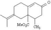 Show how you might use a Robinson annulation reaction to synthesize the following compound.Draw the structures of both reactants and the structure of the intermediate Michael addition product.