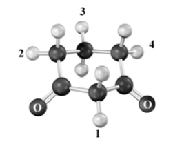 Which of the hydrogen atoms indicated by a number is the most acidic in the structure below? Atoms other than carbon and hydrogen are labeled.
