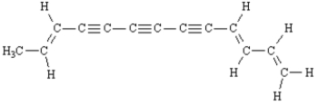 Exhibit 9-1 The compound below has been isolated from the safflower plant.Consider its structure to answer the following question(s). -Refer to Exhibit 9-1.What is the molecular formula for this natural product?