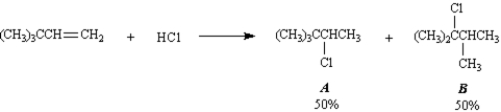 Exhibit 7-10 Consider the following reaction: -Refer to Exhibit 7-10.Below are all the chemical structures and intermediates involved in this reaction.On the structures provided,show all electron flow using the arrow formalism for the complete stepwise mechanism for this reaction. 