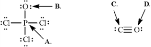 Exhibit 2-2 Calculate the formal charges on the indicated atoms in each compound below. Refer to Exhibit 2-2.The formal charge on oxygen (B) is ______.