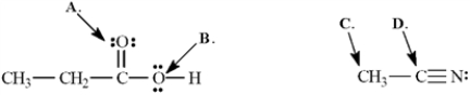 Exhibit 1-3 Determine the hybridization for the indicated atoms in each structure below. -Refer to Exhibit 1-3.The hybridization of this oxygen atom (B) is ______.