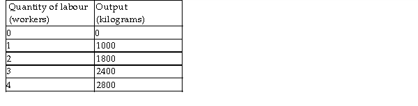 <strong> The preceding table gives monthly production information for Peter's Peanuts, a firm in a perfectly competitive industry. An increase in the wage rate for labour leads to</strong> A) an increase in the demand for labour. B) a decrease in the quantity of labour demanded. C) a decrease in the demand for labour. D) an increase in the quantity of labour demanded.