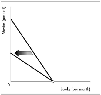-In the above figure, the budget line would rotate in the direction indicated as a result of a