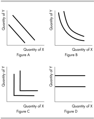 -Consider the indifference maps shown above. If eyeglass frames and eyeglass lenses were perfect complements, your indifference curves between them would look like those in