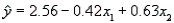 In reference to the equation , the value 0.63 is the average change in per unit change in , regardless of the value of .