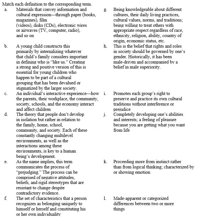 Match each definition to the corresponding term. Fulfillment