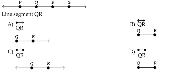 Give the symbol that represents the portion of the line named and draw a figure showing just the portion named.