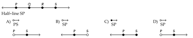 Give the symbol that represents the portion of the line named and draw a figure showing just the portion named.