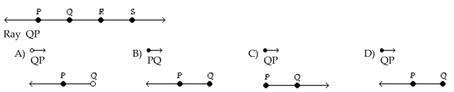 Give the symbol that represents the portion of the line named and draw a figure showing just the portion named.