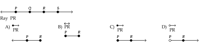Give the symbol that represents the portion of the line named and draw a figure showing just the portion named.