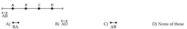 Match the symbol with the answer choice that names the same set of points based on the given figure.