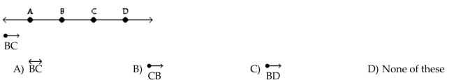 Match the symbol with the answer choice that names the same set of points based on the given figure.