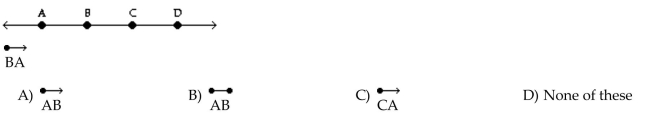 Match the symbol with the answer choice that names the same set of points based on the given figure.