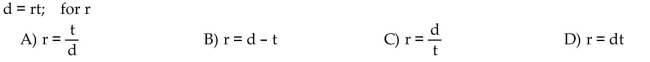 Solve the formula for the specified variable.