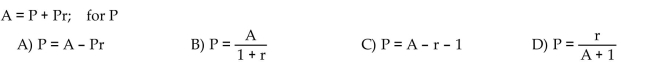 Solve the formula for the specified variable.