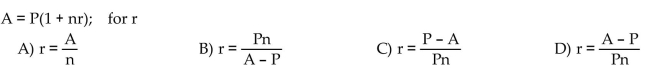 Solve the formula for the specified variable.