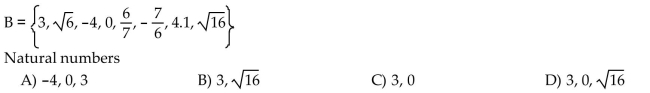 List all the elements of B that belong to the specified set.