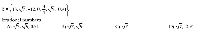 List all the elements of B that belong to the specified set.
