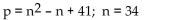 <strong>Use the formula indicated to determine the prime number generated for the given value of n. </strong> A)1163 B)3801 C)2241 D)1149
