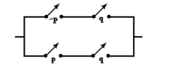 Write a logical statement representing the following circuit. Simplify when possible. -