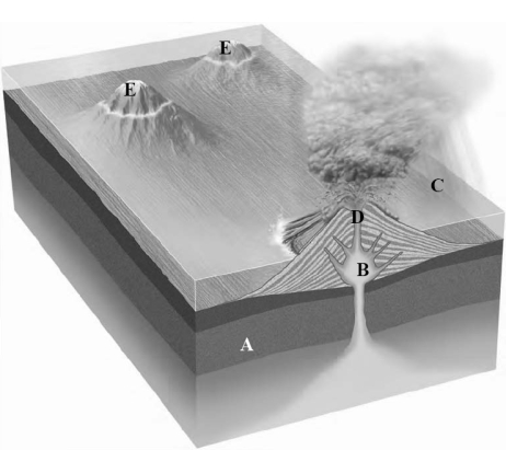 Match the items listed below with the appropriate choice -Which area on the graphic represents ash acid rain?