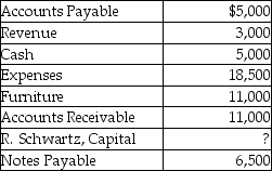 The following are the current month's balances for Toys Galore before preparing the trial balance. What amount should be shown for R.Schwartz,Capital on the trial balance?