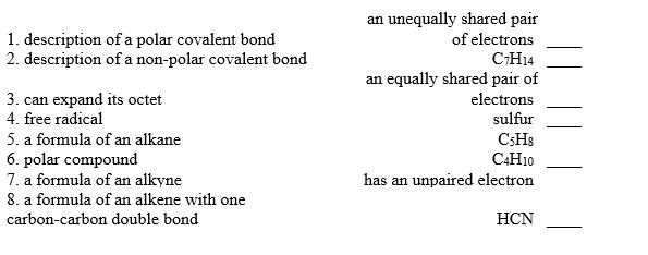 Match the following: