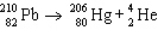 <strong>The reaction represented by the description An atom of lead-210 decays by emission of an alpha particle is</strong> A) B) C) D) E)
