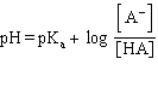 <strong>Which formula represents the Henderson-Hasselbalch equation for the generic acid HA?</strong> A)   B)   C)   D)   E)   <div style=padding-top: 35px> 