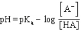 <strong>Which formula represents the Henderson-Hasselbalch equation for the generic acid HA?</strong> A)   B)   C)   D)   E)   <div style=padding-top: 35px> 