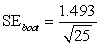 <strong>A random sample of size 25 was selected from a population and from that sample the value of a statistic,which we will label ,was determined to be = 6.250.Using the bootstrap method,5000 resamples were obtained from the sample observations.The histogram of the values of the statistic from these 5000 resamples looked reasonably Normal.The 5000 's had a mean of 6.234 and standard deviation of 1.493.Which of the following statements about this situation is/are TRUE?</strong> A)For the statistic ,the bootstrap standard error is = 0.2986. B)The bootstrap estimate of bias in the statistic is 0.016. C)The bootstrap standard error is 1.493. D)None of the above is true. E)Only B and C are true.